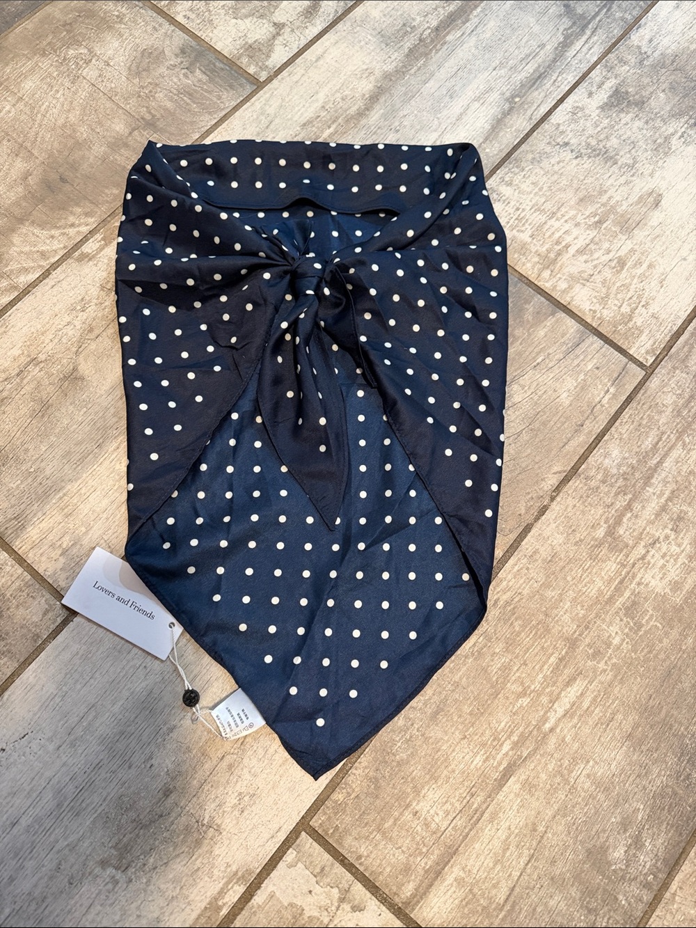 Lovers + Friends Navy Polka Dot Scarf